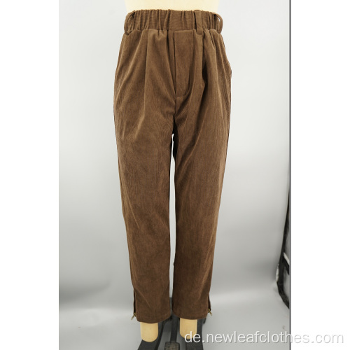 New Brown Fleece Corduroy für Frauen 16W gerade Hosen